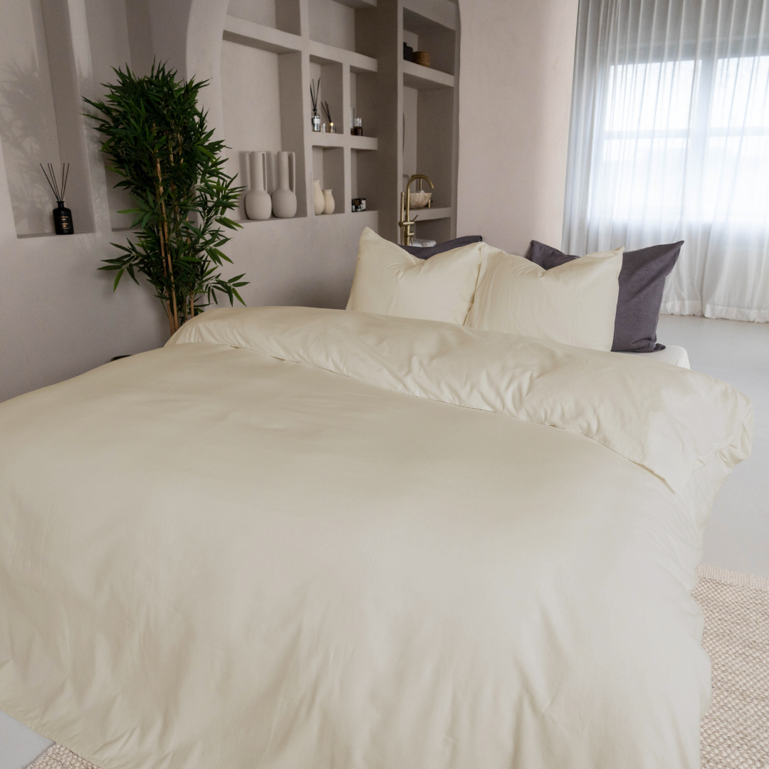 Kayori kussensloop Showa 2 stuks – mix van flanel en katoen – offwhite