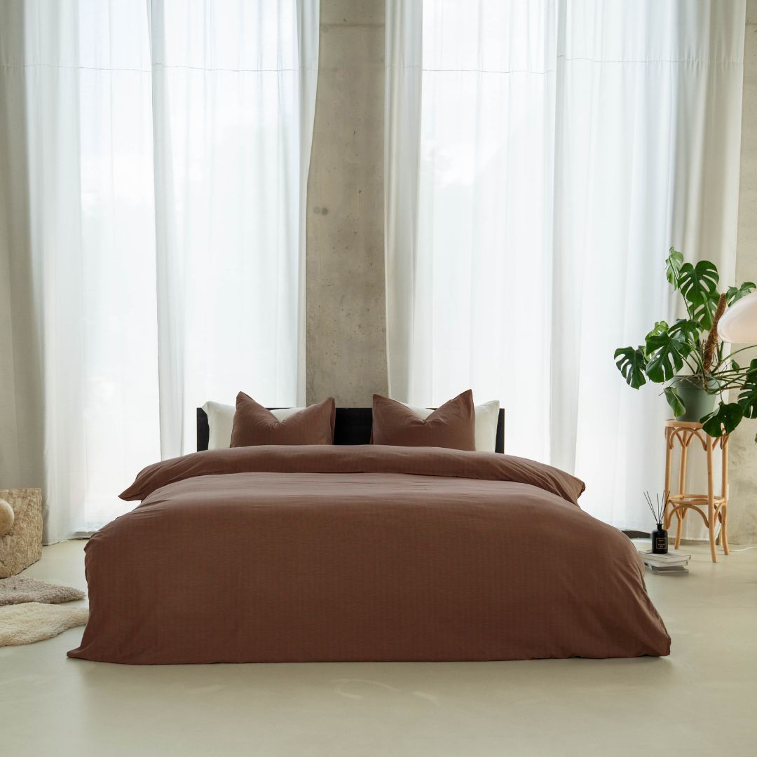 Kayori dekbedovertrek Naka Katoen – 100% katoen – burgundy