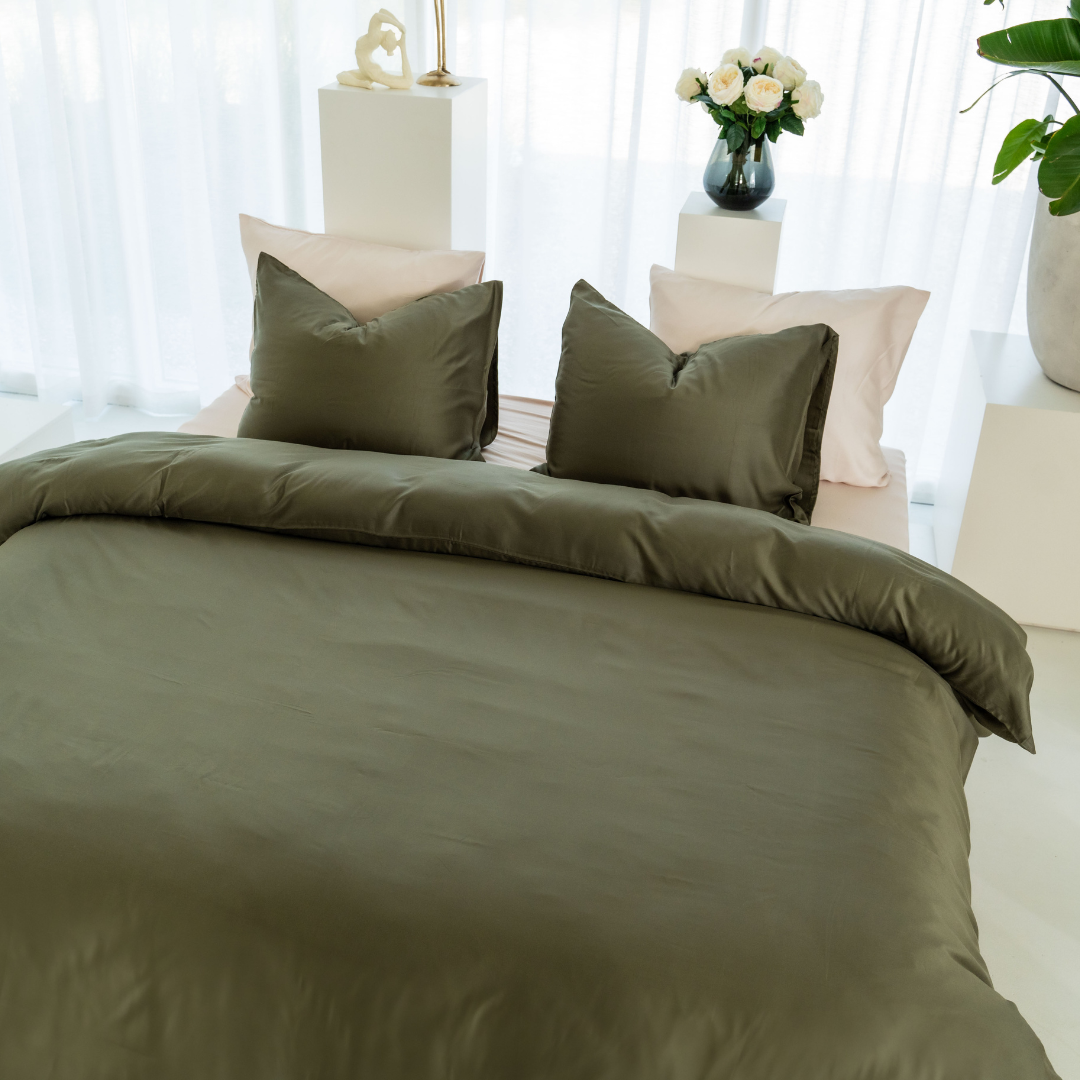 Kayori dekbedovertrek Daiki Tencel© – 100% tencel – donkergroen