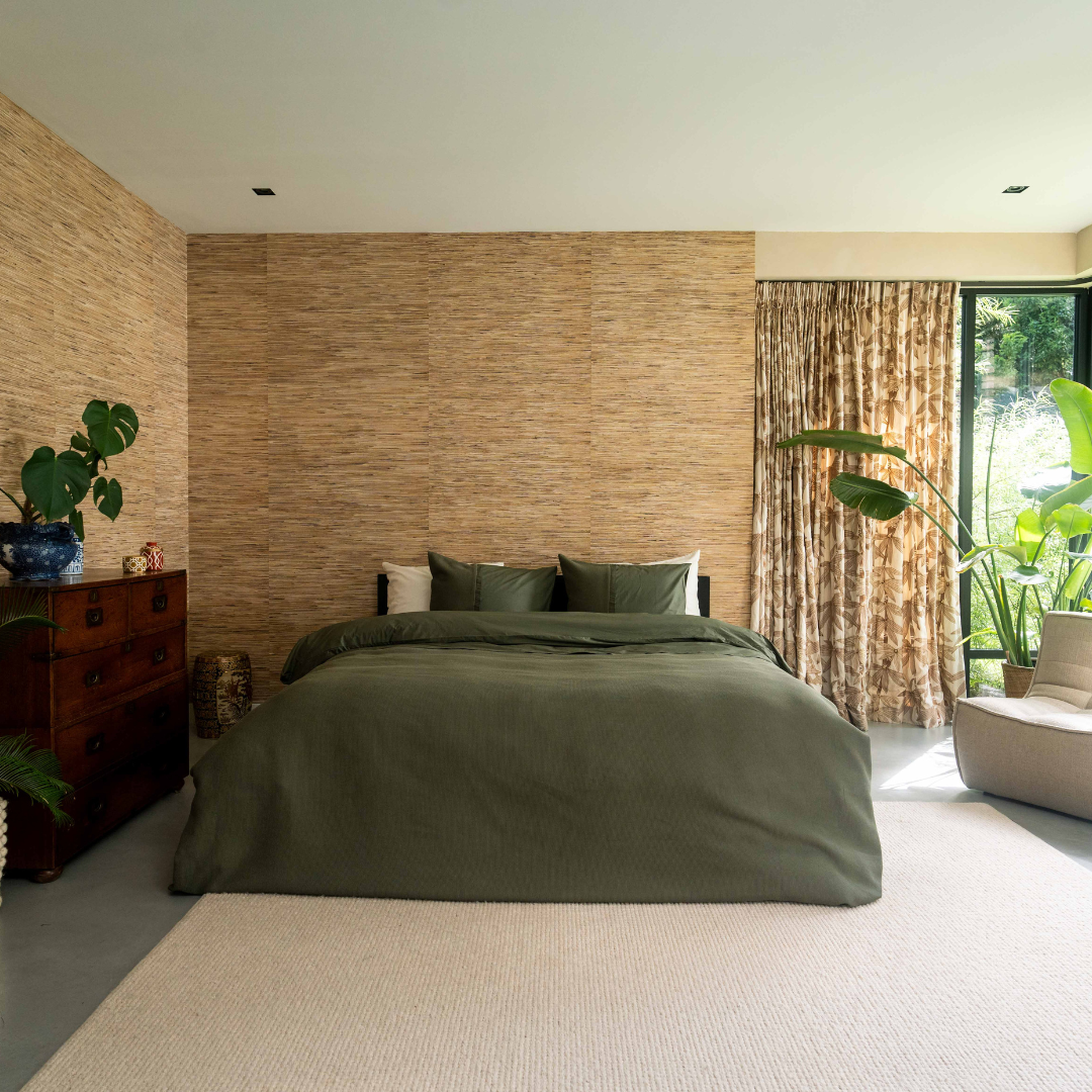 Kayori dekbedovertrek Erimo Katoen – 100% katoen – donkergroen