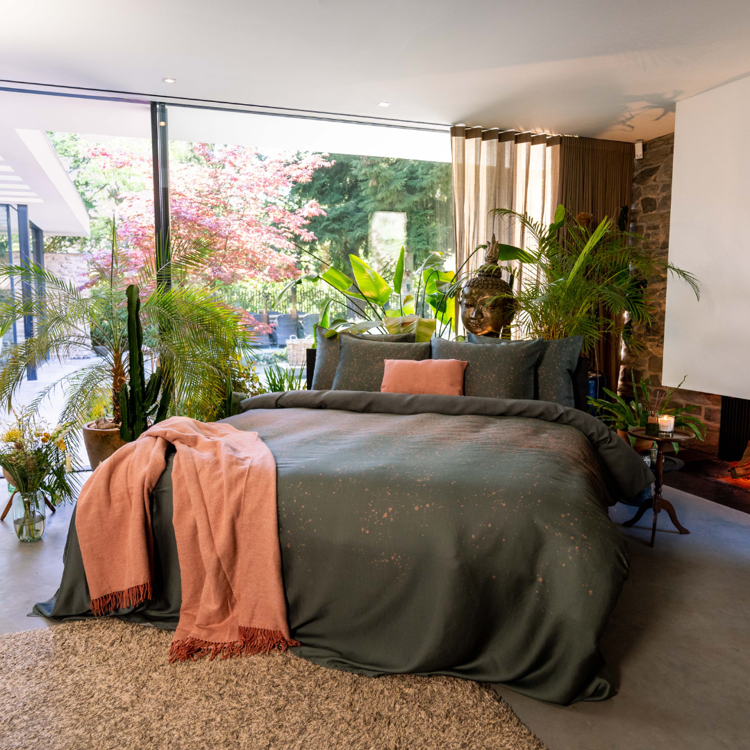 Kayori dekbedovertrek Morian Hennep – 90% tencel 10% hennep – groen