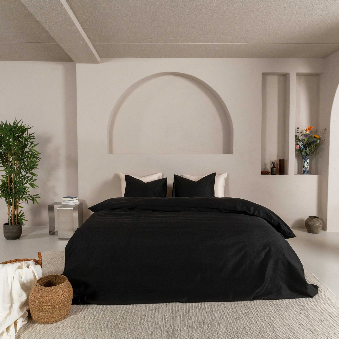 Kayori dekbedovertrek Kiso Tencel – mix van tencel en katoen – zwart