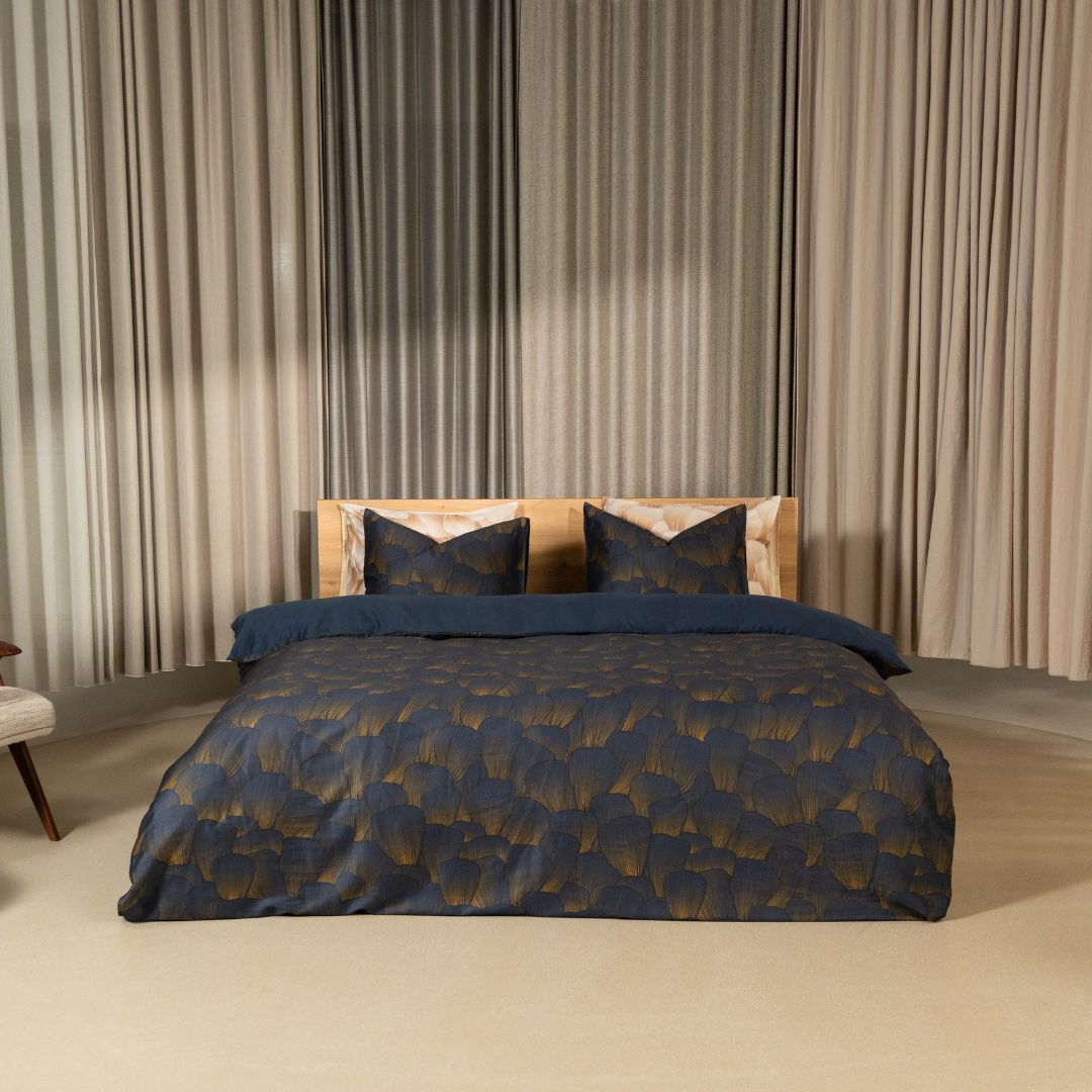 Kayori dekbedovertrek Koji Katoensatijn – 100% katoen – blauw