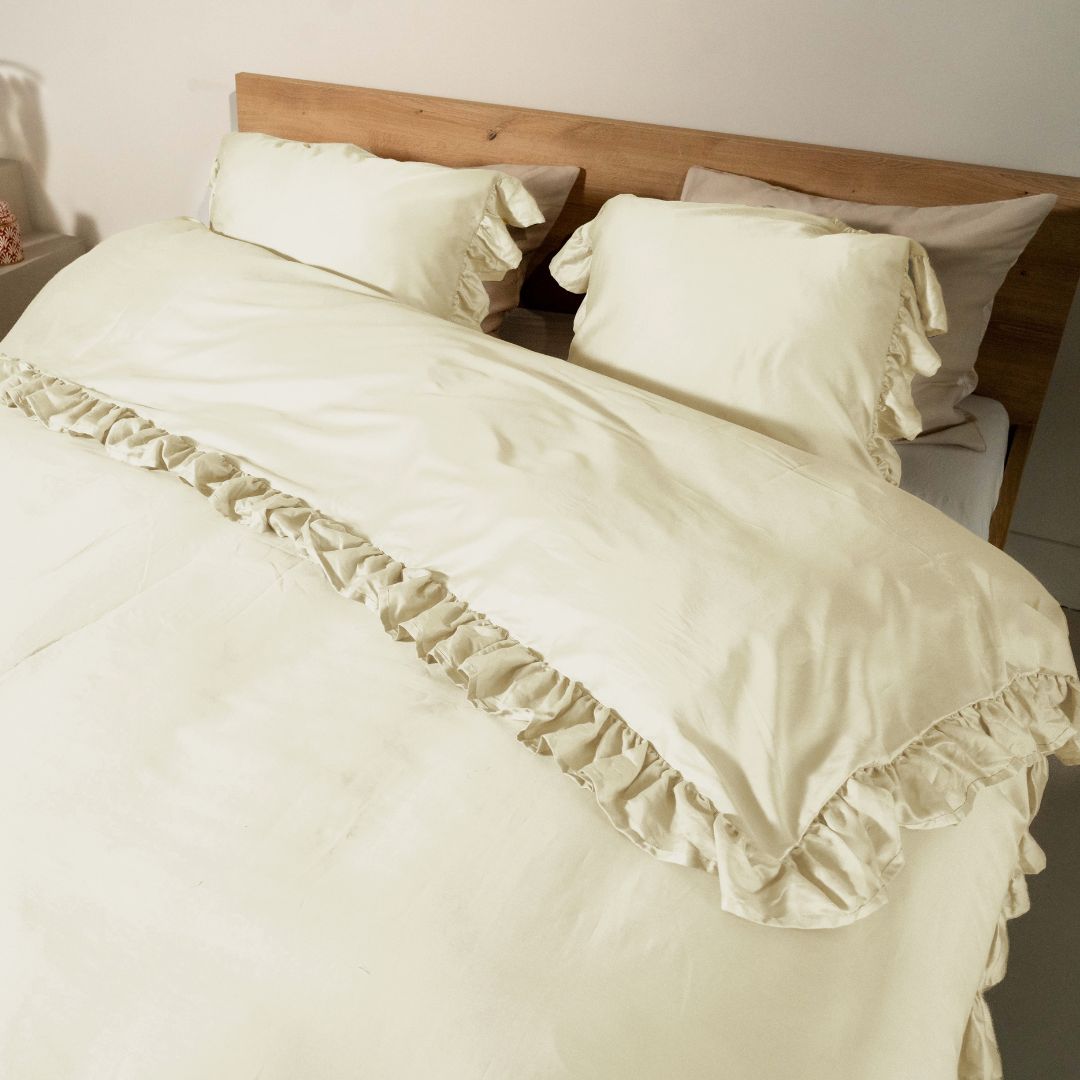 Kayori dekbedovertrek Oda Katoensatijn – 100% katoen – parelmoer