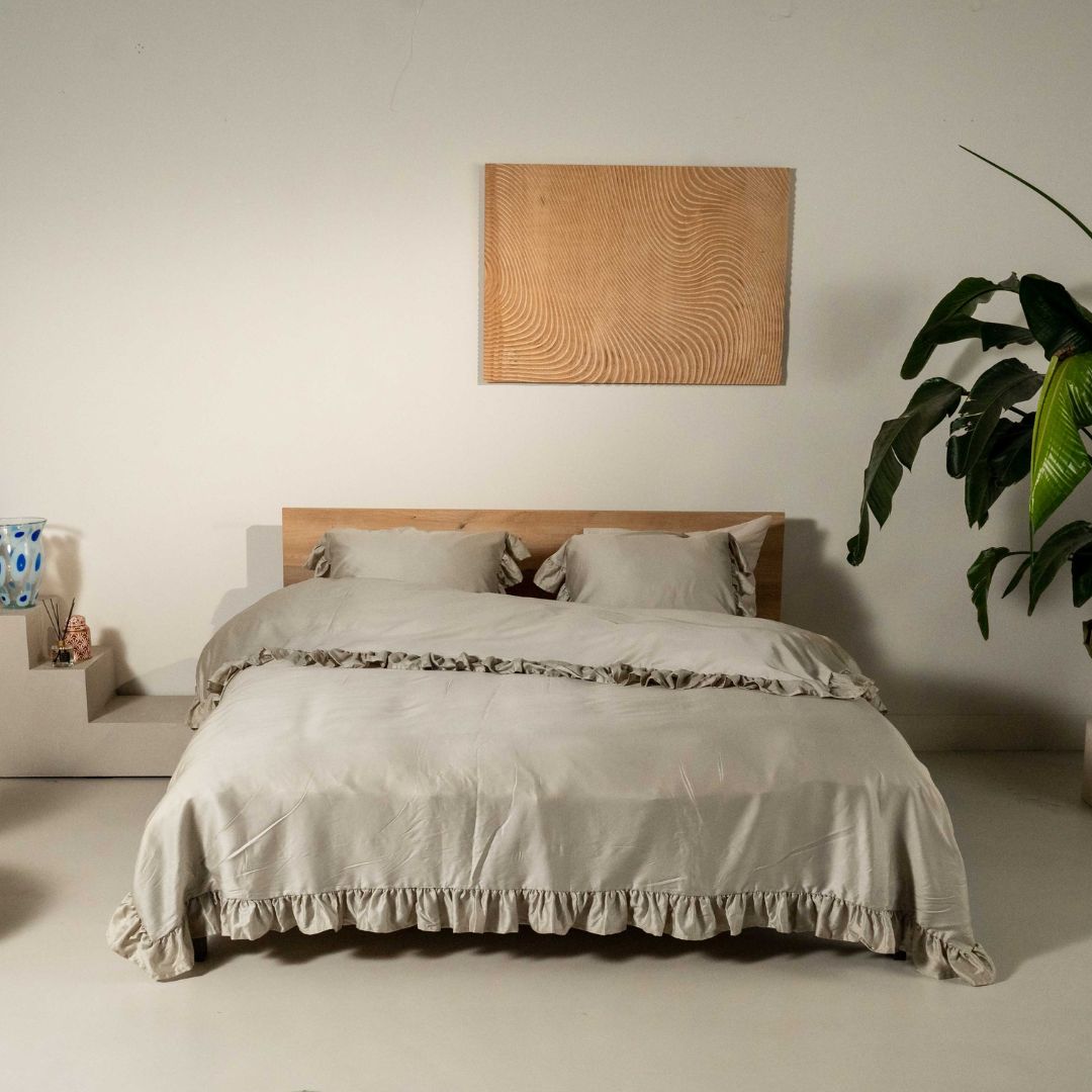 Kayori dekbedovertrek Oda Katoensatijn – 100% katoen – grijs