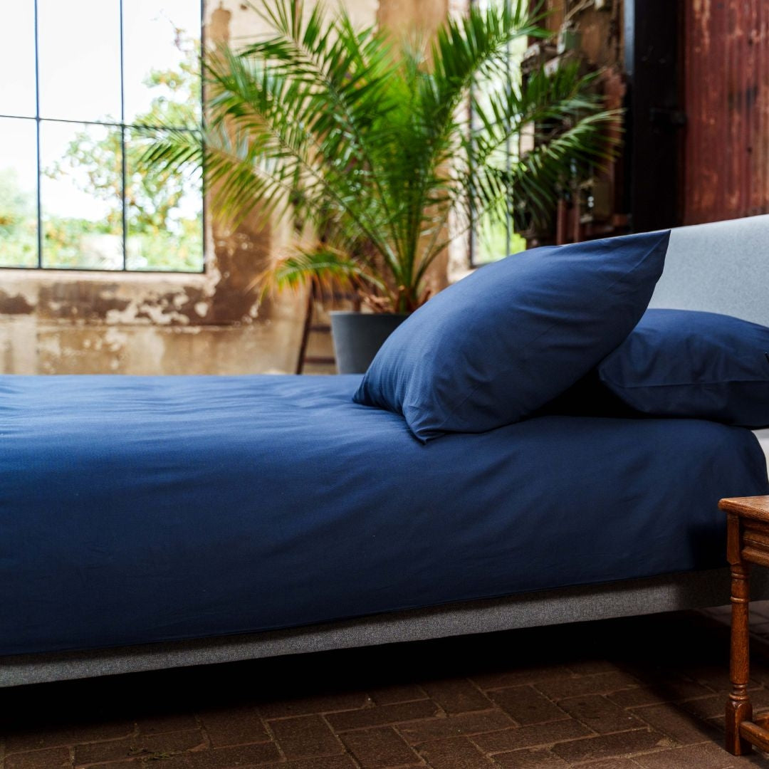 Kayori dekbedovertrek Senju Katoensatijn – 100% katoen – navy