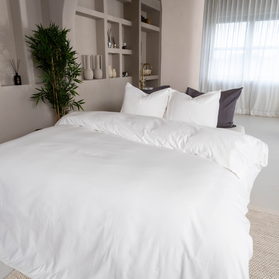 Kayori dekbedovertrek Showa Flanel – mix van flanel en katoen – wit