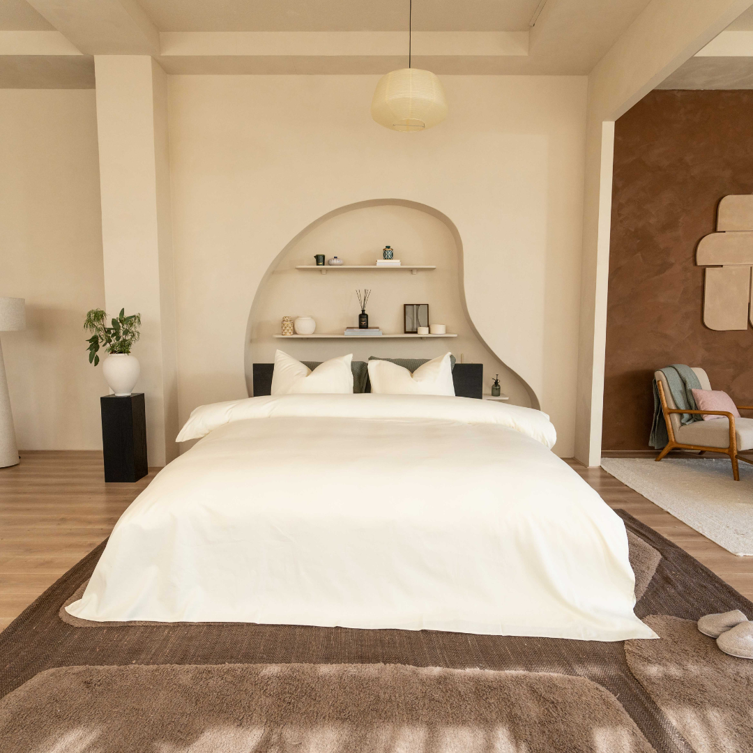 Kayori dekbedovertrek Taga Katoensatijn – 100% katoen – offwhite