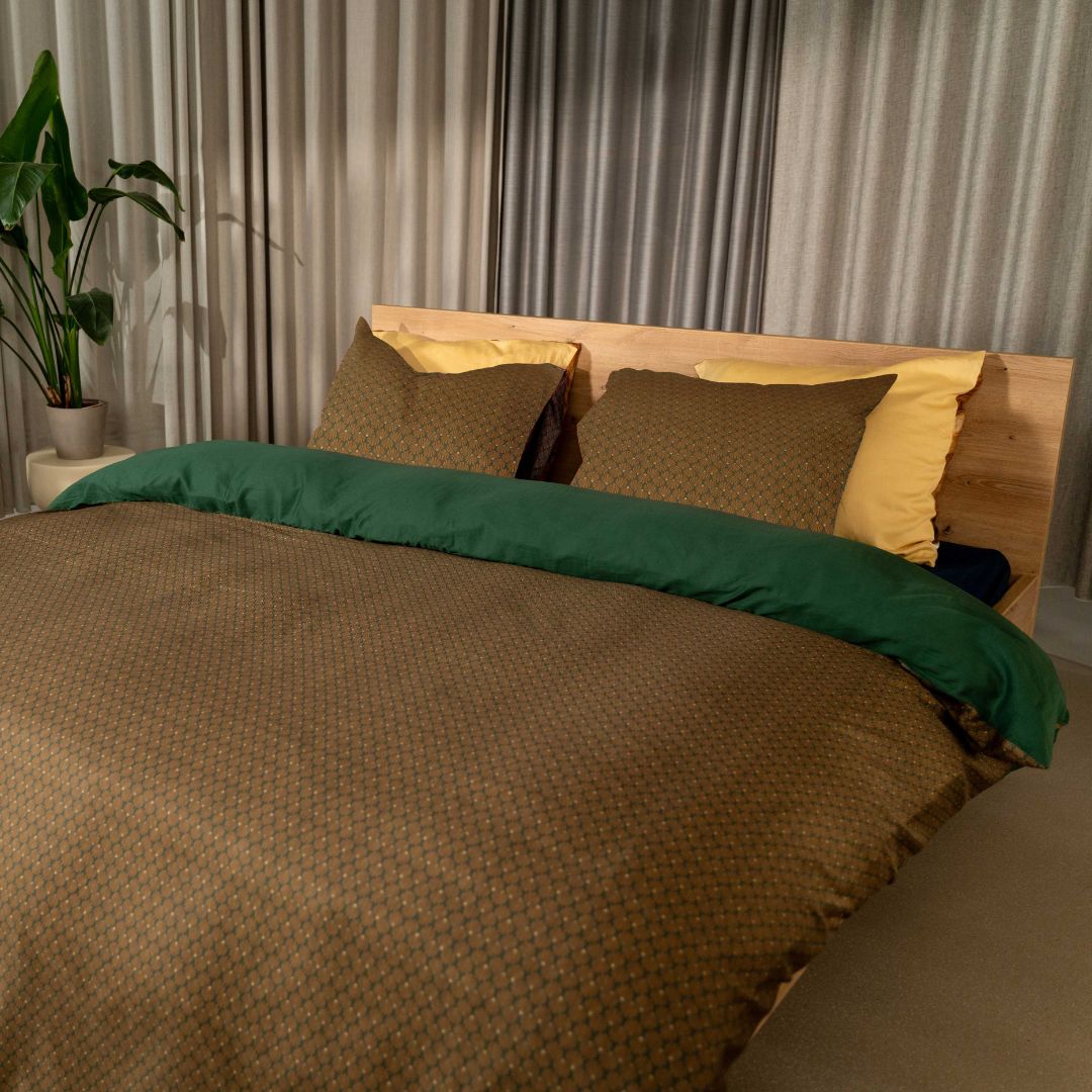 Kayori dekbedovertrek Aiko Katoensatijn – 100% katoen – groen