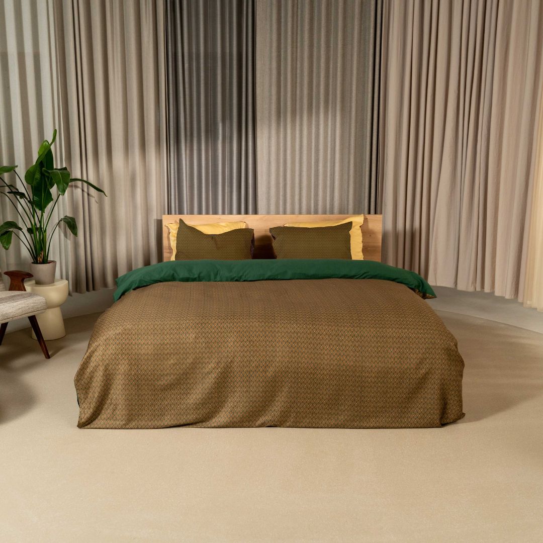 Kayori dekbedovertrek Aiko Katoensatijn – 100% katoen – groen