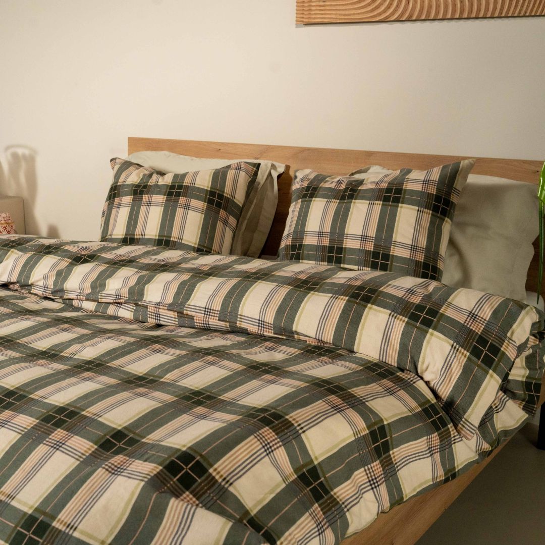 Kayori dekbedovertrek Betsu – 100% katoen flanel – zand