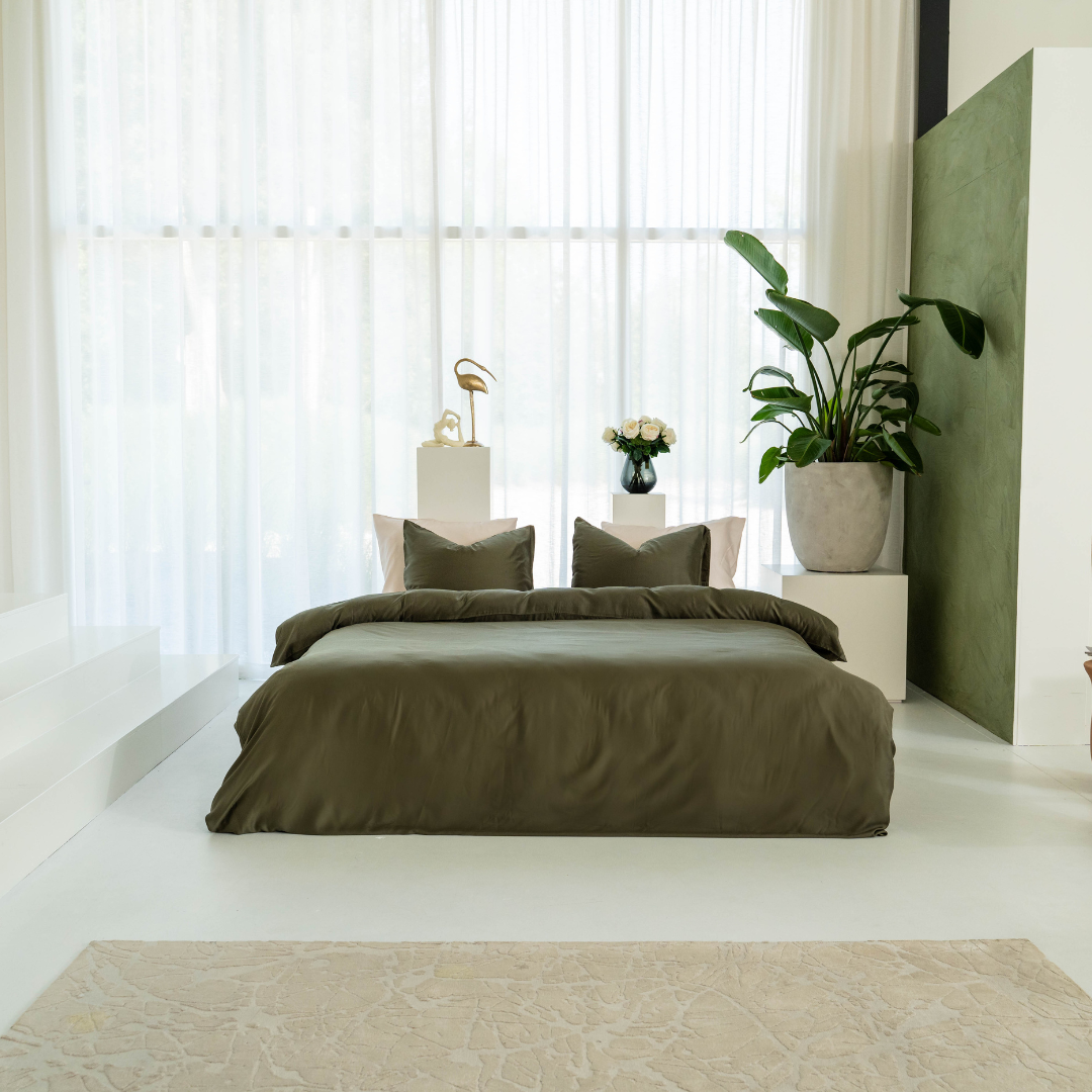 Kayori dekbedovertrek Daiki Tencel© – 100% tencel – donkergroen