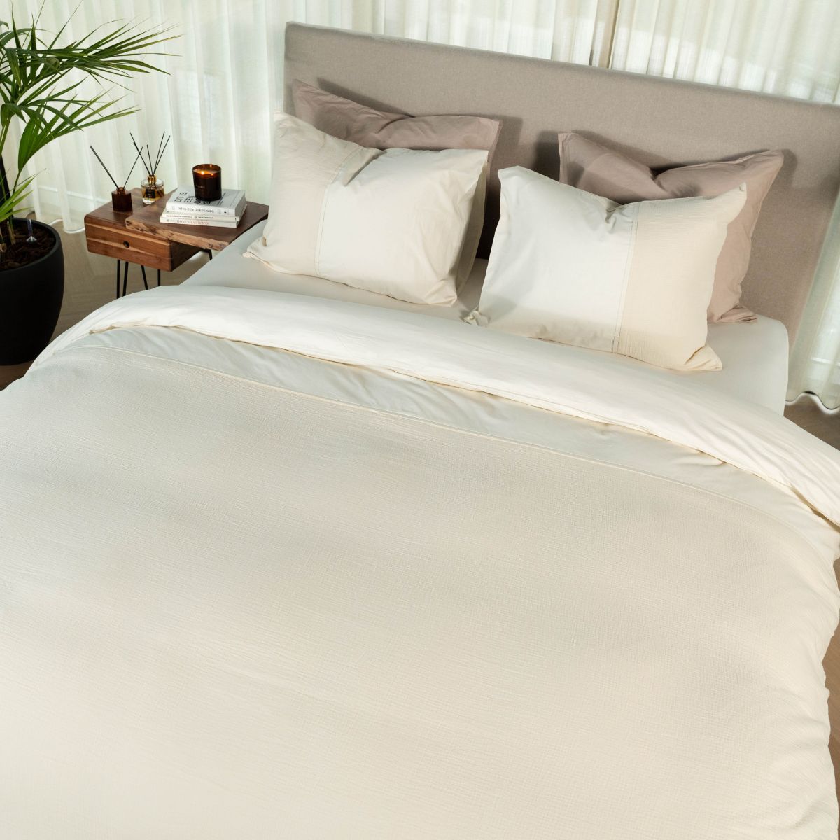 Kayori dekbedovertrek Gosen – 100% katoenperkal – offwhite