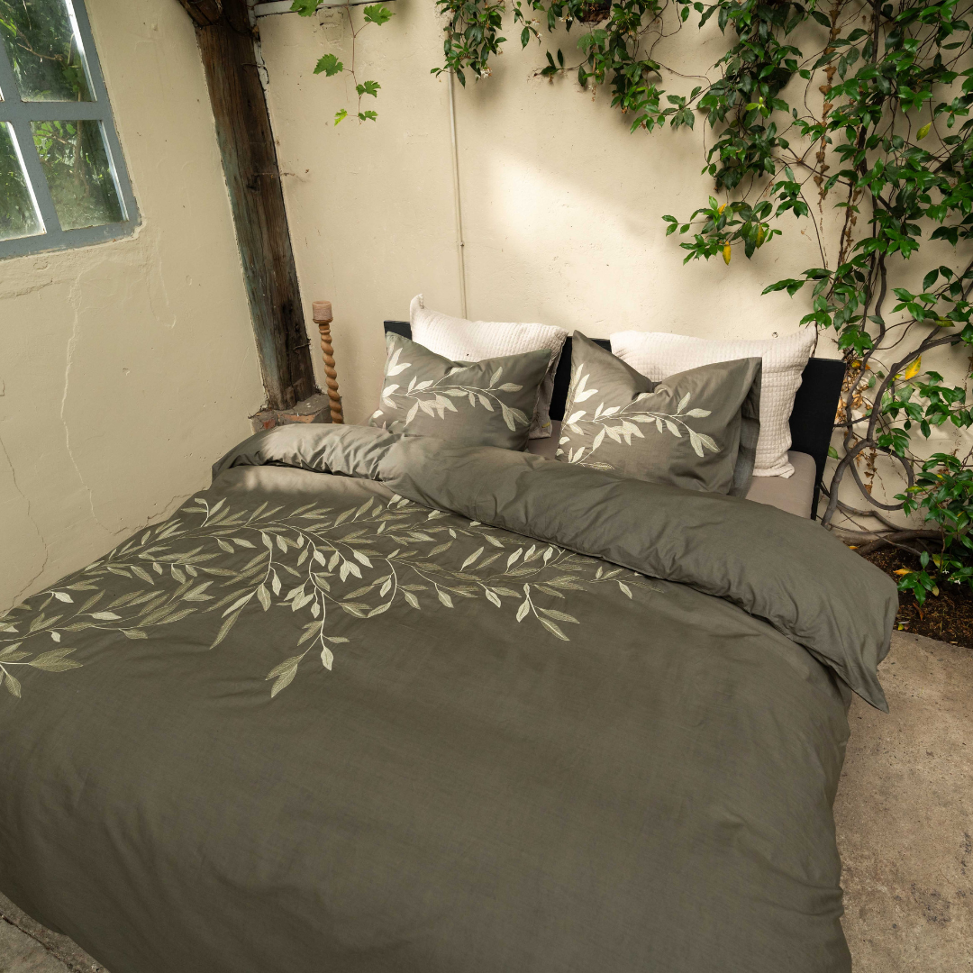 Kayori dekbedovertrek Habo Katoen – 100% katoen – donkergroen