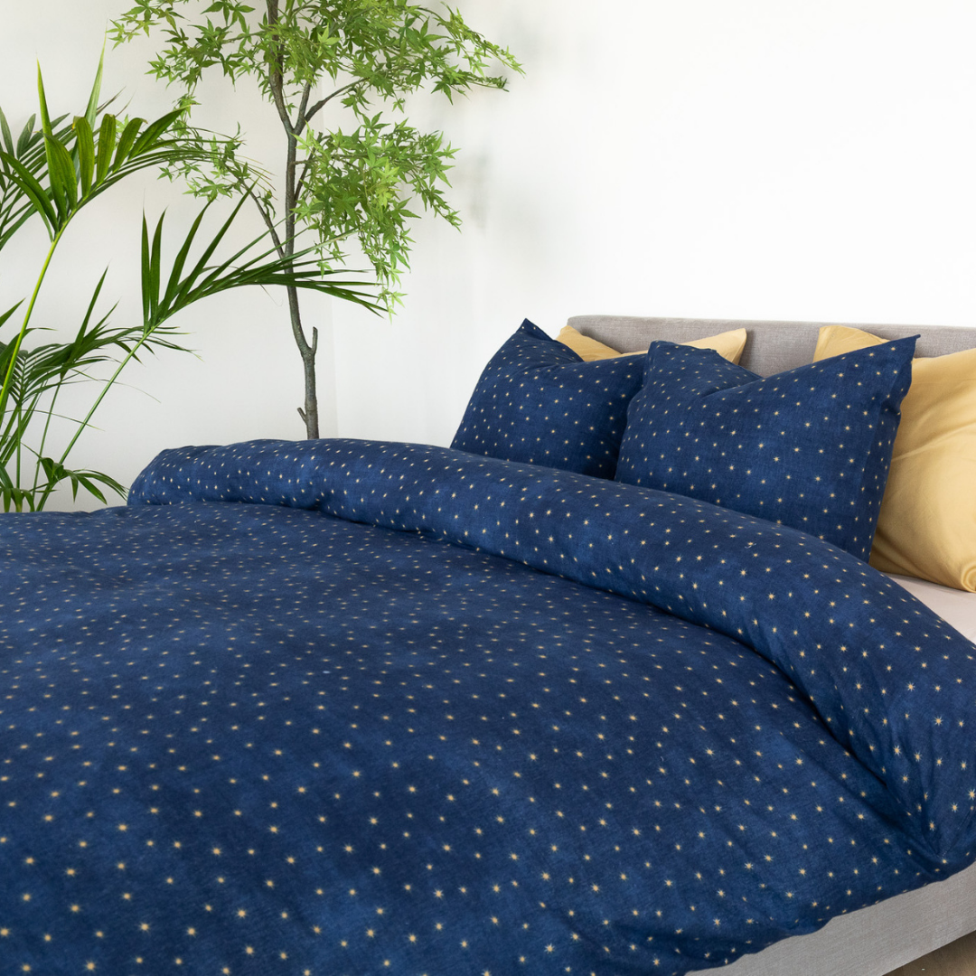 Kayori dekbedovertrek Hoshi – flanel – navy