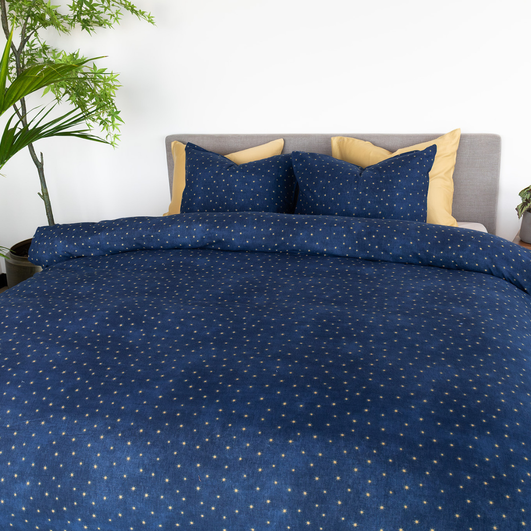 Kayori dekbedovertrek Hoshi – flanel – navy