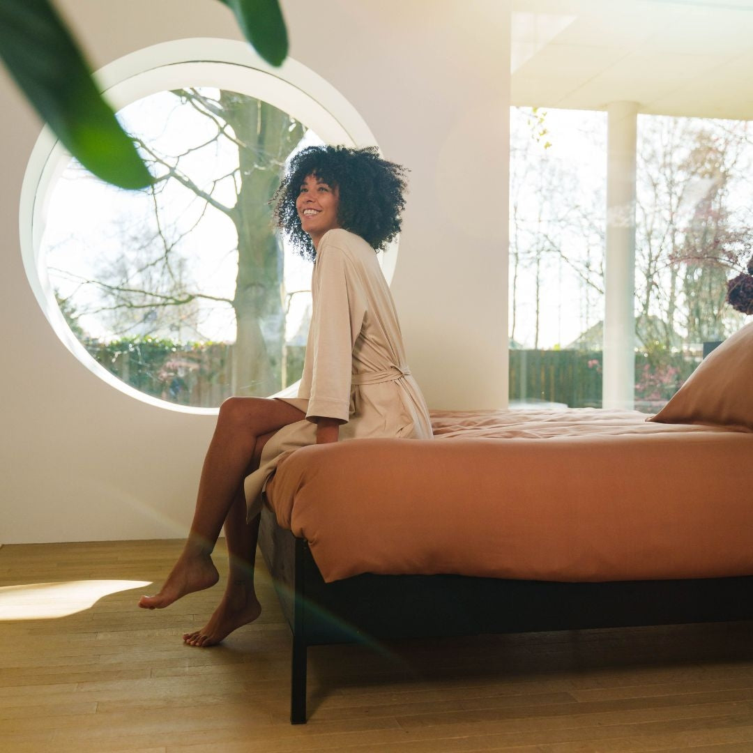 Kayori dekbedovertrek Kiyo Tencel© – 100% tencel – donkertaupe