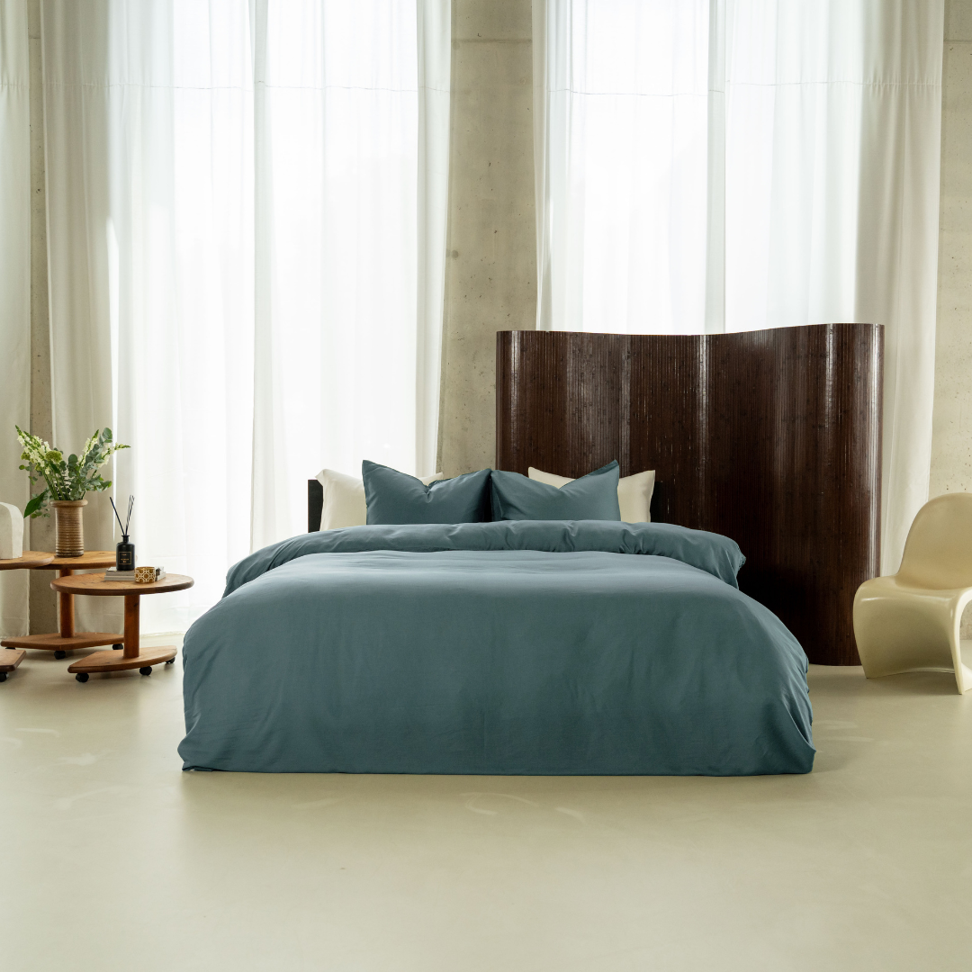 Kayori dekbedovertrek Kiyo Tencel© – 100% tencel – petrol