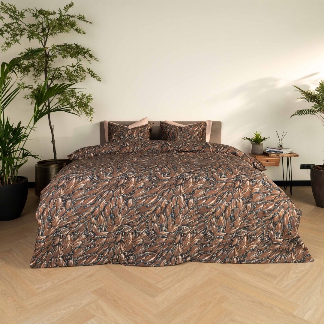 Kayori dekbedovertrek Mio – katoensatijn – taupe