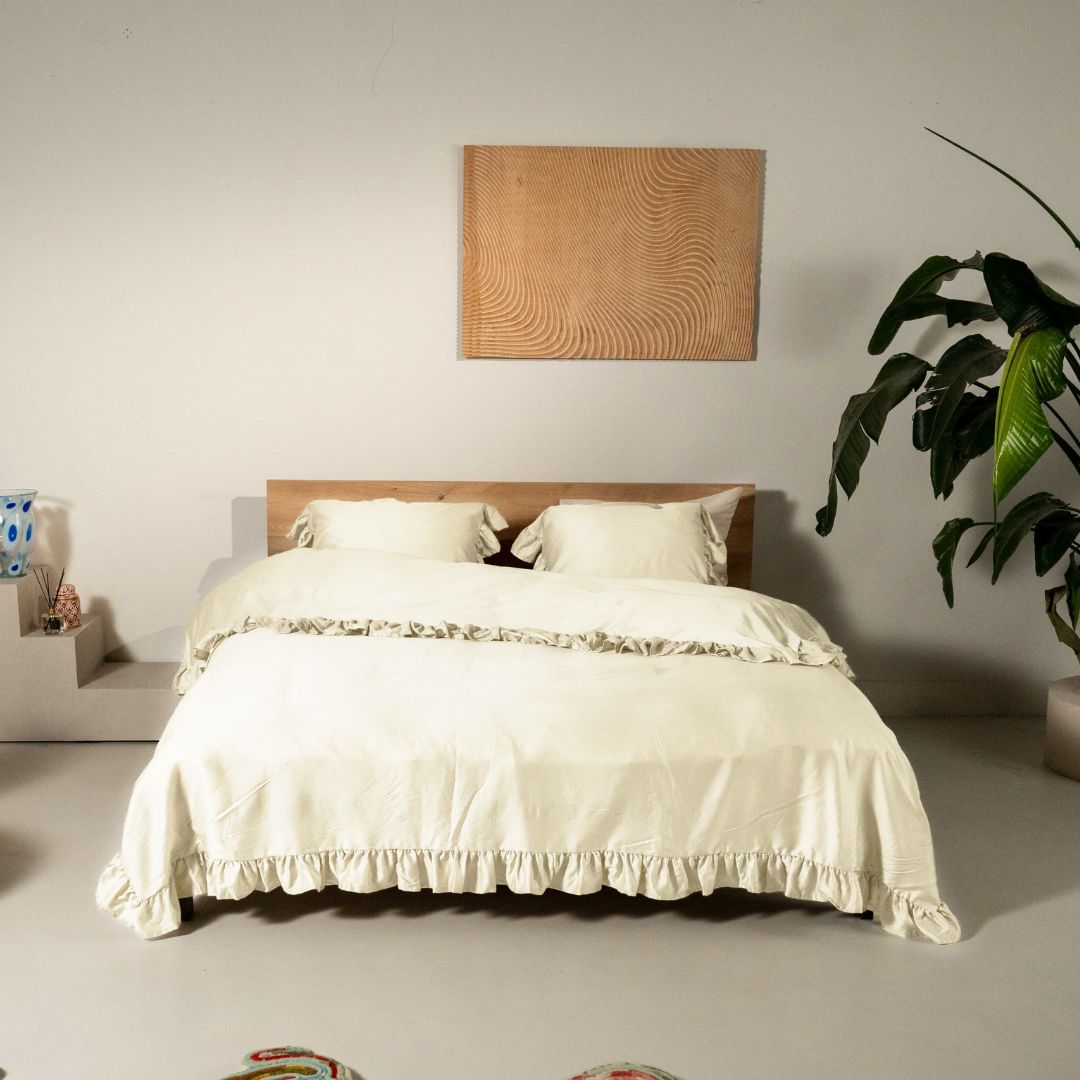 Kayori dekbedovertrek Oda Katoensatijn – 100% katoen – parelmoer