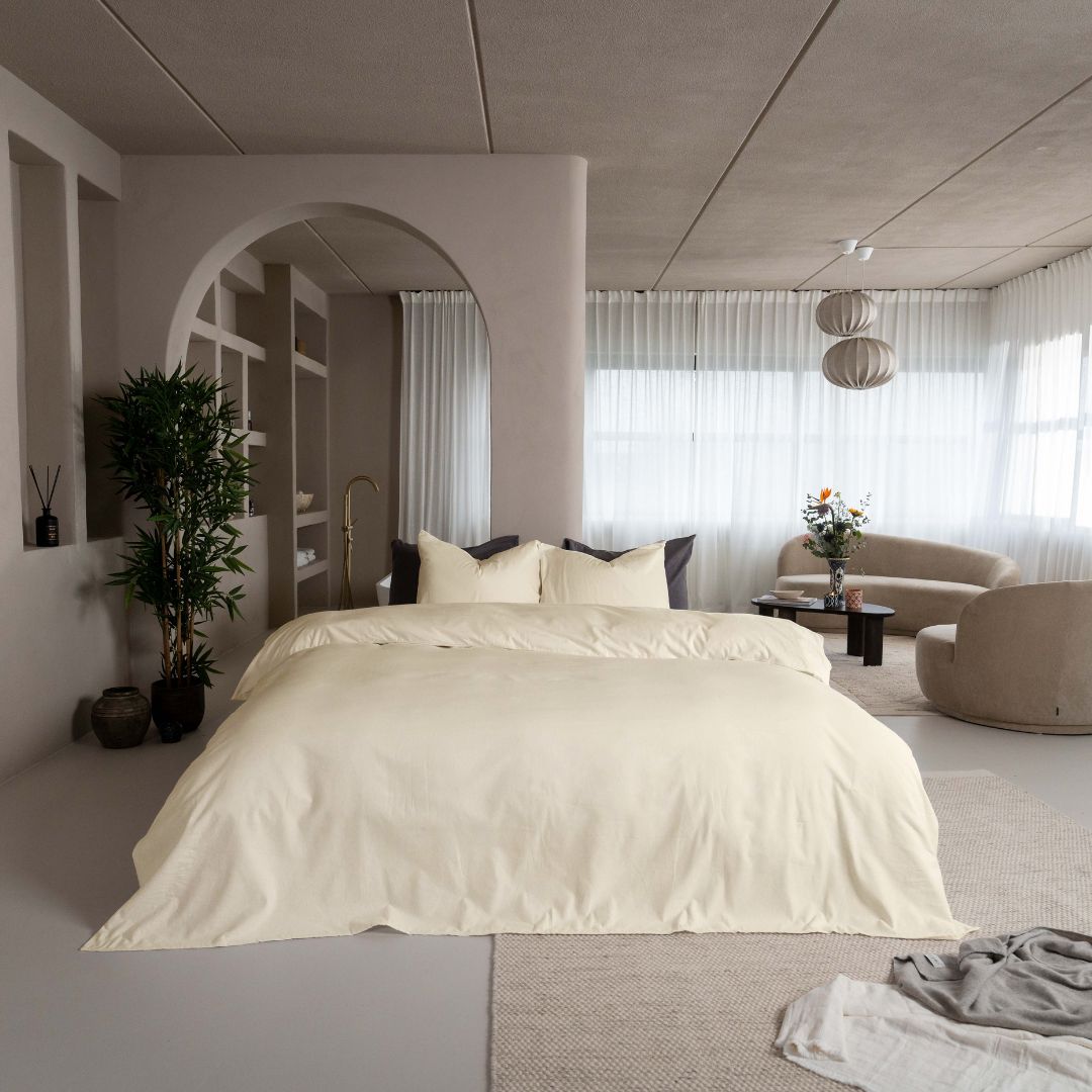 Kayori kussensloop Showa 2 stuks – mix van flanel en katoen – offwhite