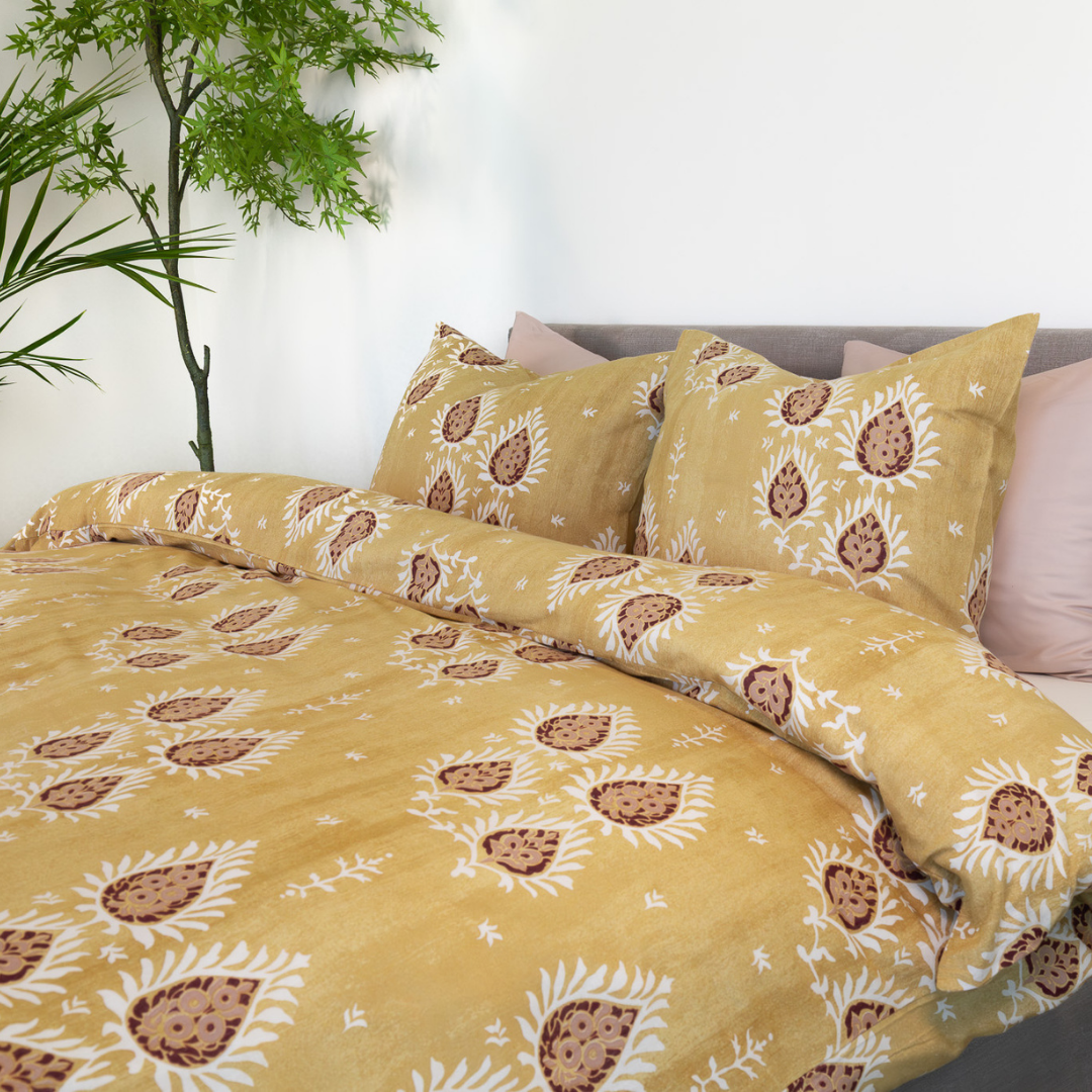 Kayori dekbedovertrek Rayan – flanel – goud