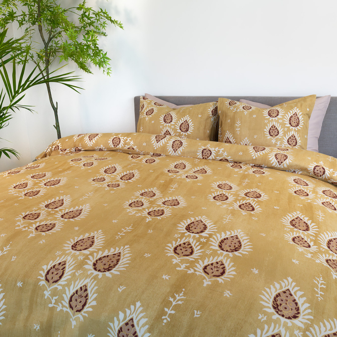 Kayori dekbedovertrek Rayan – flanel – goud