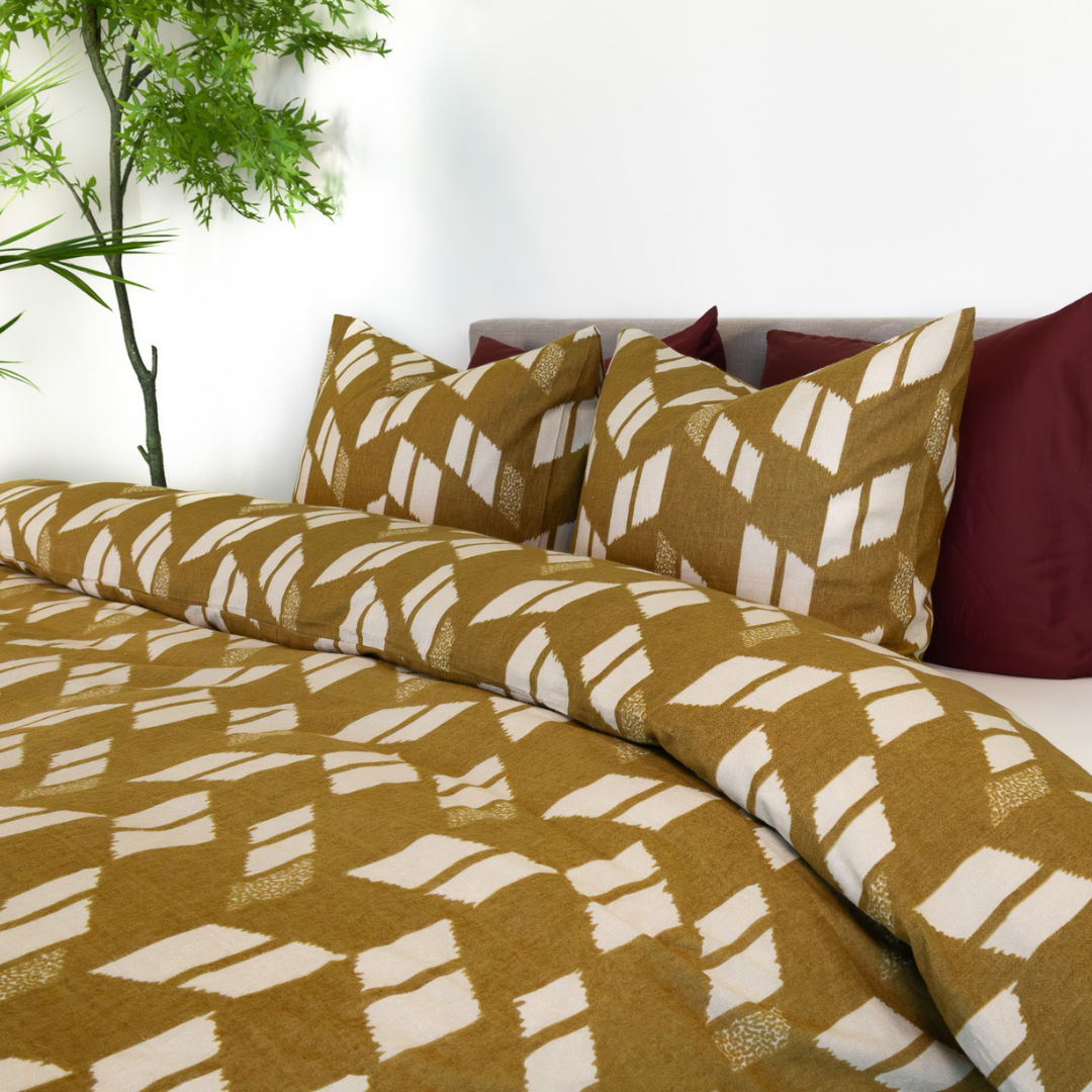 Kayori dekbedovertrek Rina – flanel – goud