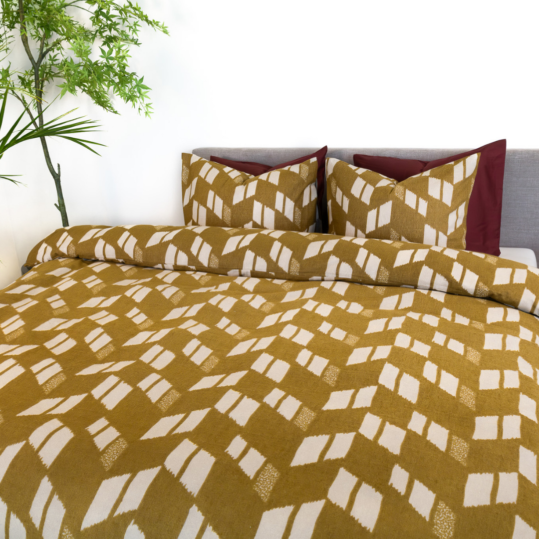 Kayori dekbedovertrek Rina – flanel – goud