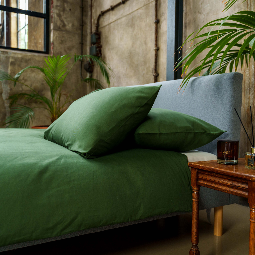 Kayori dekbedovertrek Saya Katoensatijn – 100% katoen satijn – donkergroen