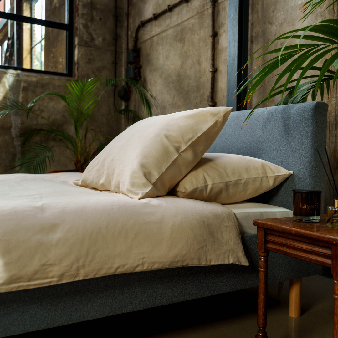 Kayori dekbedovertrek Saya Katoensatijn – 100% katoen satijn – zand