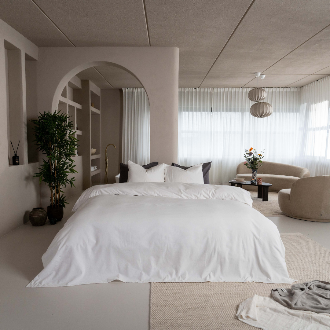 Kayori dekbedovertrek Showa Flanel – mix van flanel en katoen – wit