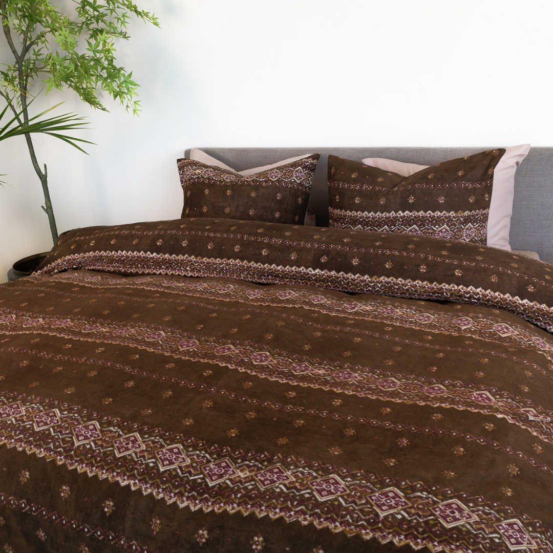 Kayori dekbedovertrek Sola – flanel – bruin